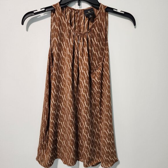 Worthington Sleeveless Halter Style Tank Top Blouse Pattern Brown Tan Medium - Picture 1 of 7